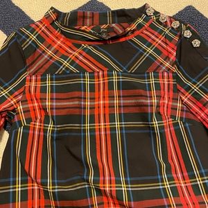 JCrew black plaid shirt, size 0, new with tags